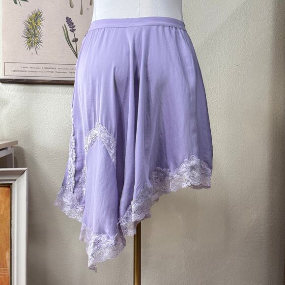 Free People NWT Neon Nights Asymmetric Lace Slip Skirt Fairy Whimsy Romantic M - Picture 3 of 7
